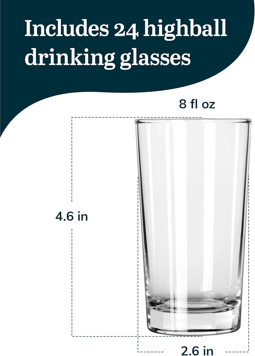 Heavy Base 8 oz. Highball Glassware Set (Set of 24)
