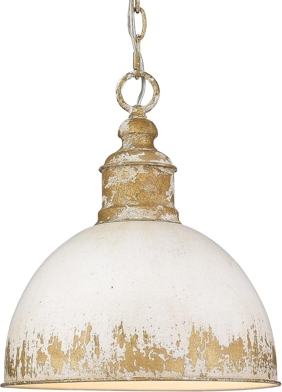 Golden Lighting Alison 1-Light Metal Pendant in Vintage Gold/Antique Ivory