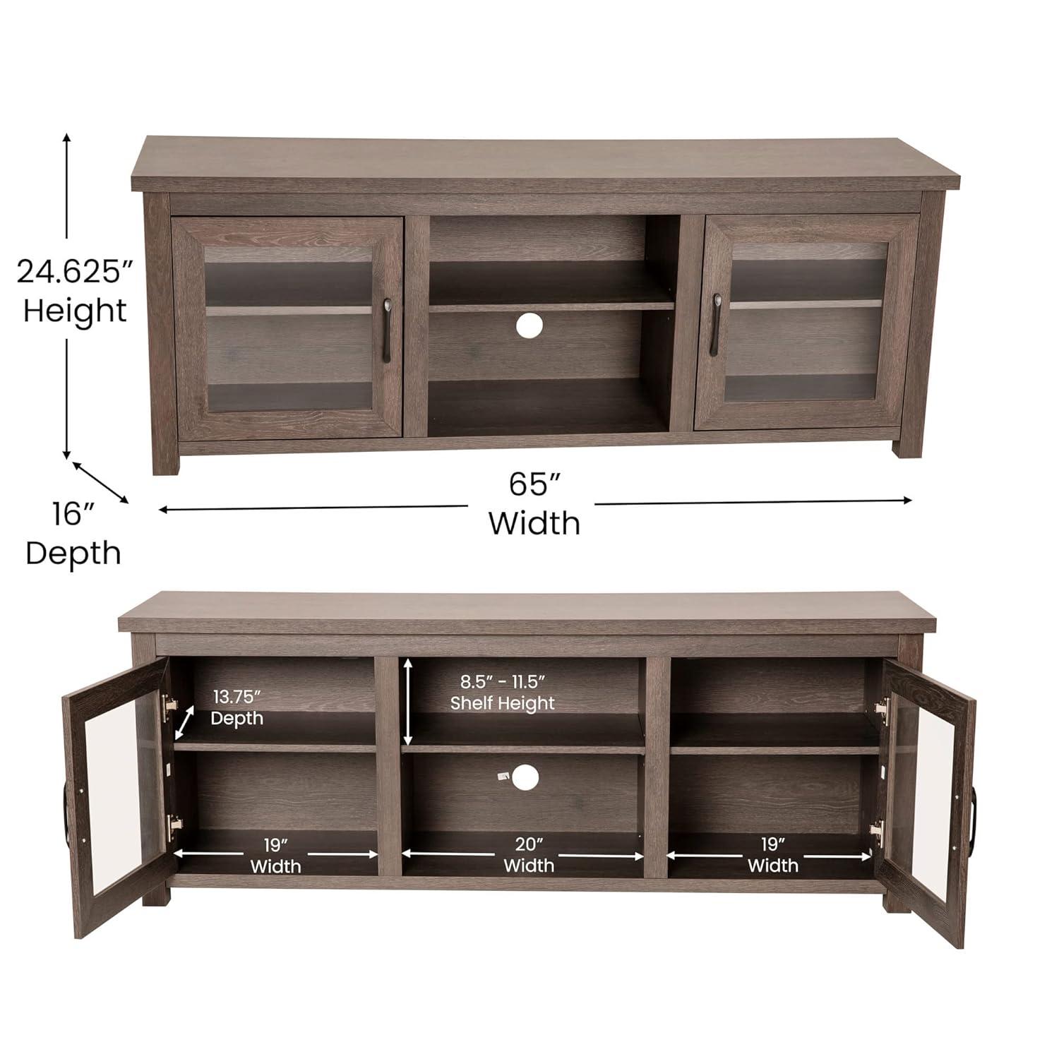Flash Furniture Hatteras Classic TV Stand for up to 80" TVs with Glass Fronted Doors