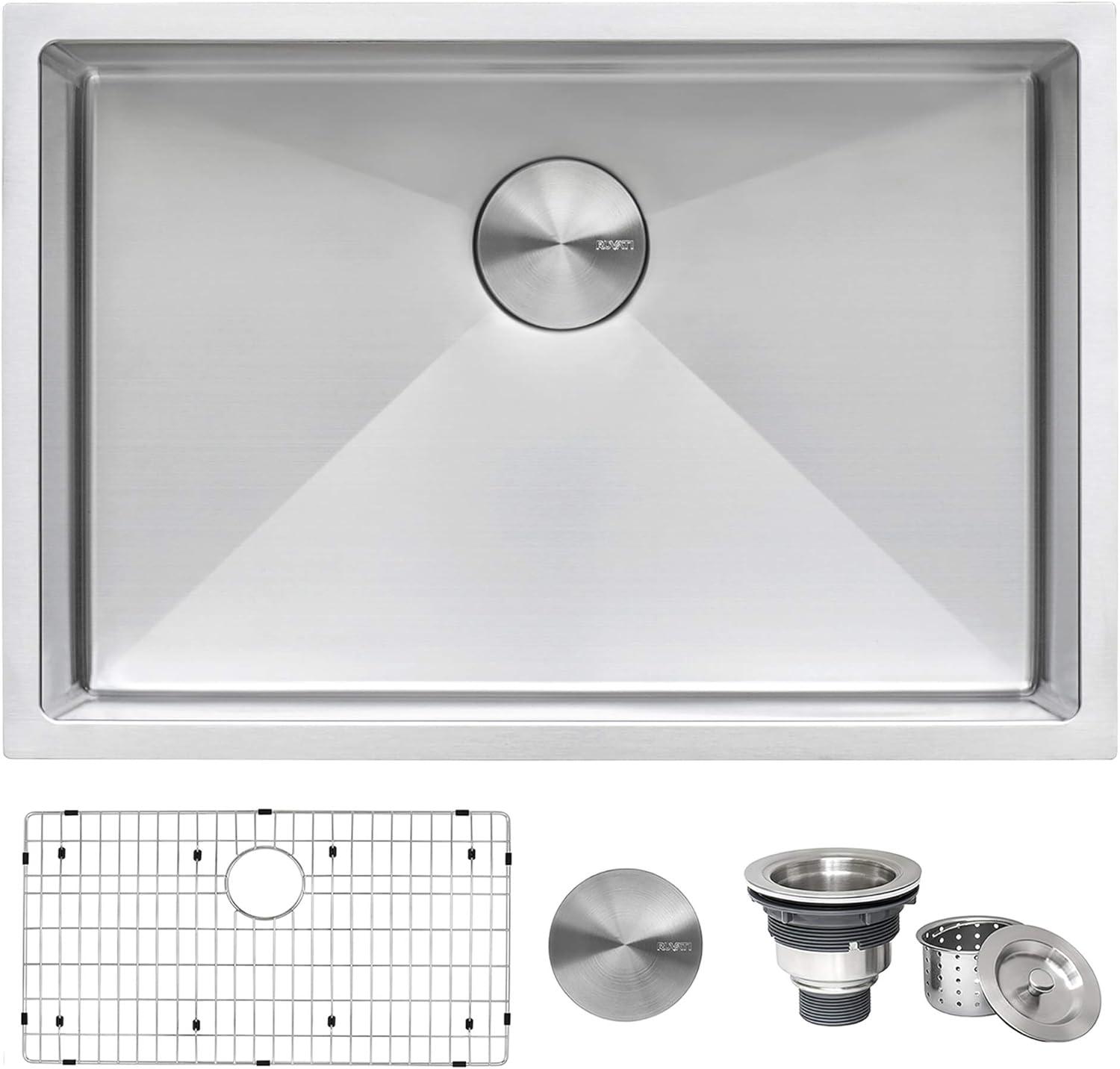 Ruvati 28-inch Undermount 16 Gauge Stainless Steel Kitchen Sink Rounded Corners Single Bowl