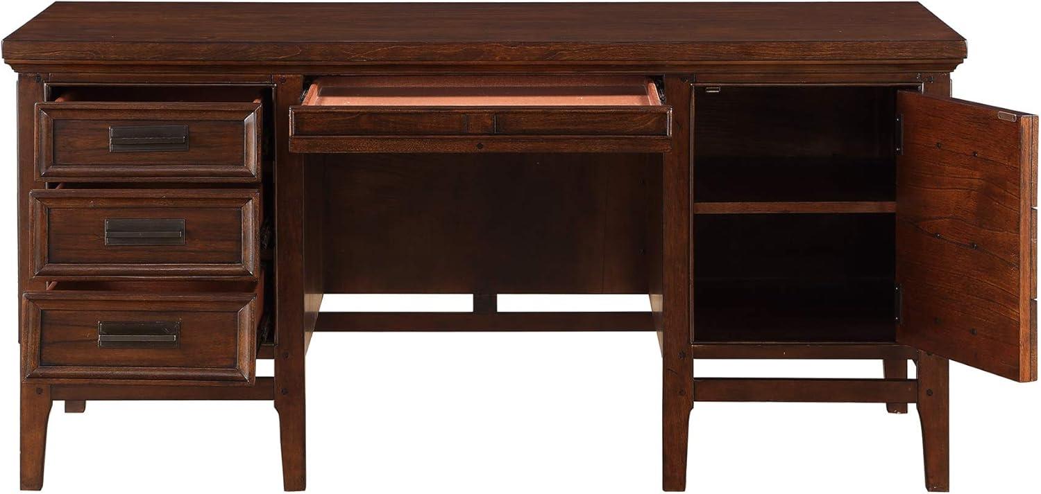 Lexicon Frazier Park Wood Executive Desk in Brown Cherry