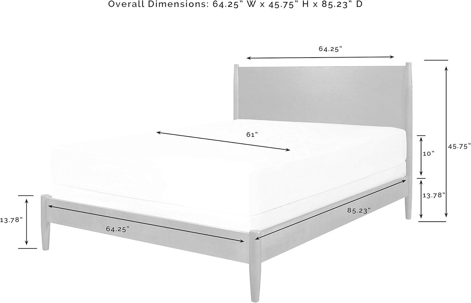 Landon King Bedset Mahogany - Crosley: Modern Mid-Century Design, Pine & MDF Frame, 600 lbs Capacity