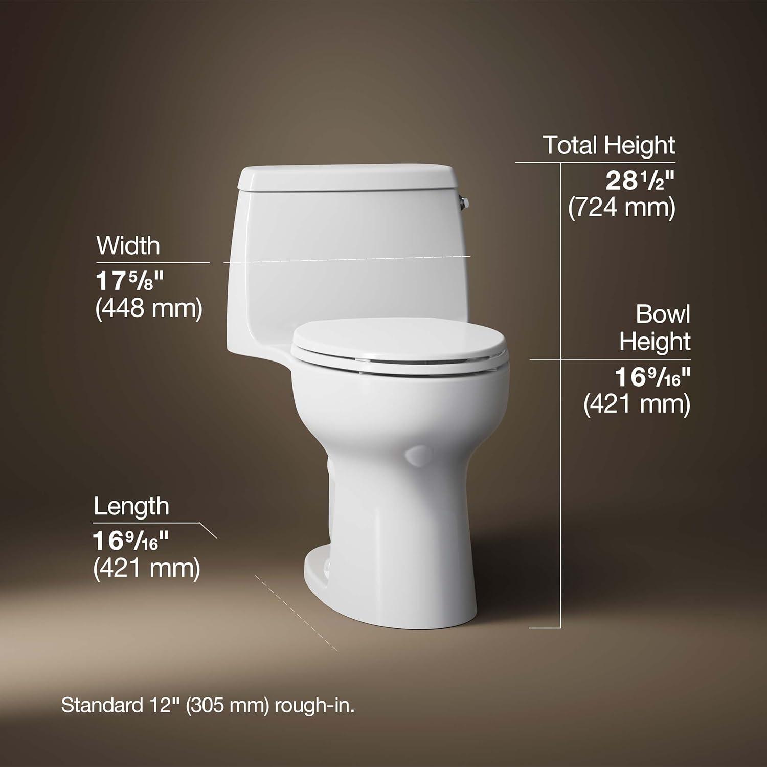 Kohler Santa Rosa Comfort Height One-Piece Compact Elongated 1.28 Gpf Toilet With Revolution 360 Swirl Flushing Technology K-30810-RA-0