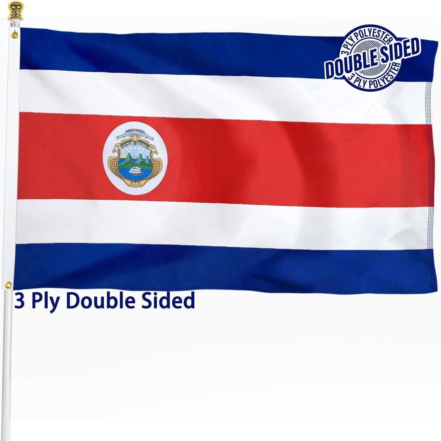 Costa Rica 3x5 ft Durable Polyester Flag with Brass Grommets