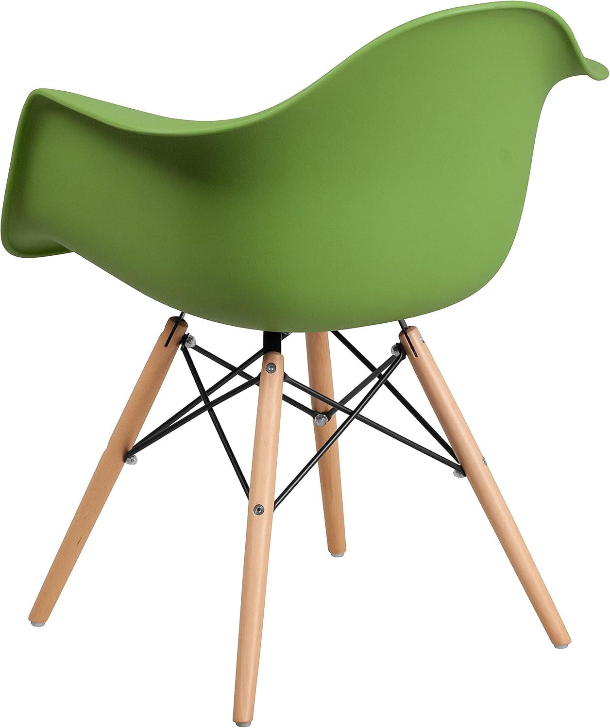 Flash Furniture Alonza Series Plastic Chair with Arms and Wooden Legs