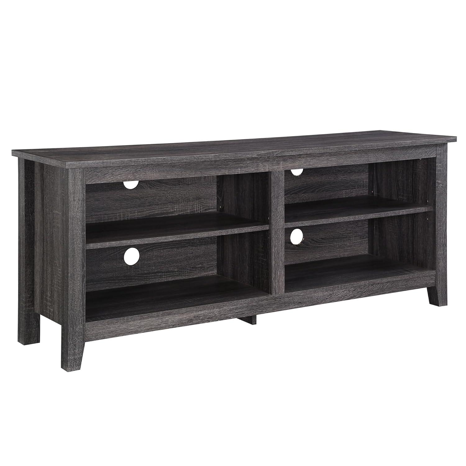 Walker Edison Open Storage TV Stand for TVs up to 65", Charcoal