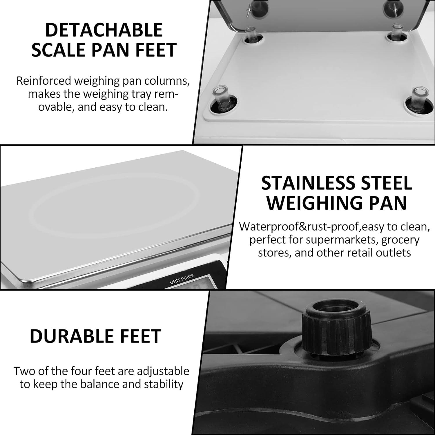 Price Computing Scale 88lb/40kg LCD Digital Commercial Price Scale with Stainless Steel Platform,Produce Scale & Food Scale for Farmers Market, Retail Outlets, Meat Shop (Flat Plate)