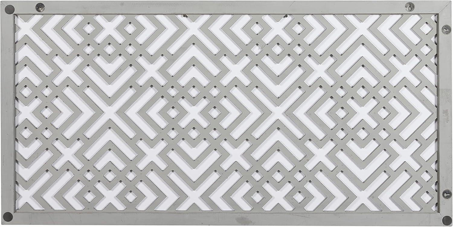 Gray Geometric Carved Wood Wall Decor with Gold Trim