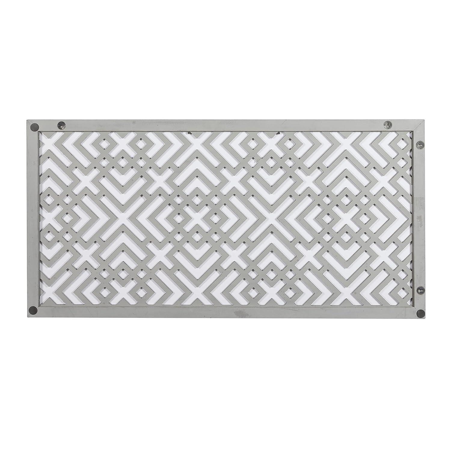 DecMode Gray Wood Carved Geometric Wall Decor