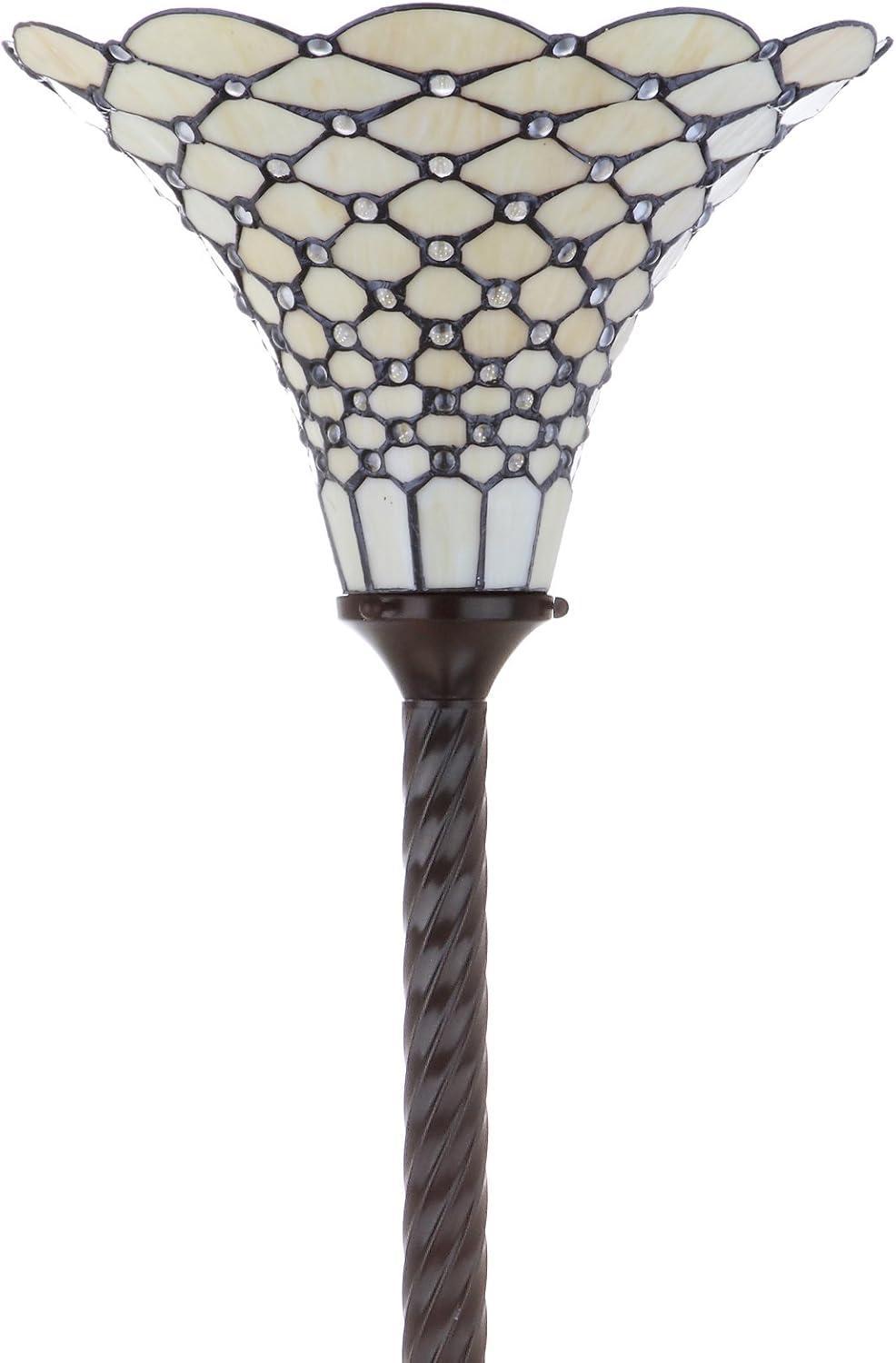 Jonathan Y White Tiffany Style Torchiere Led Floor Lamp