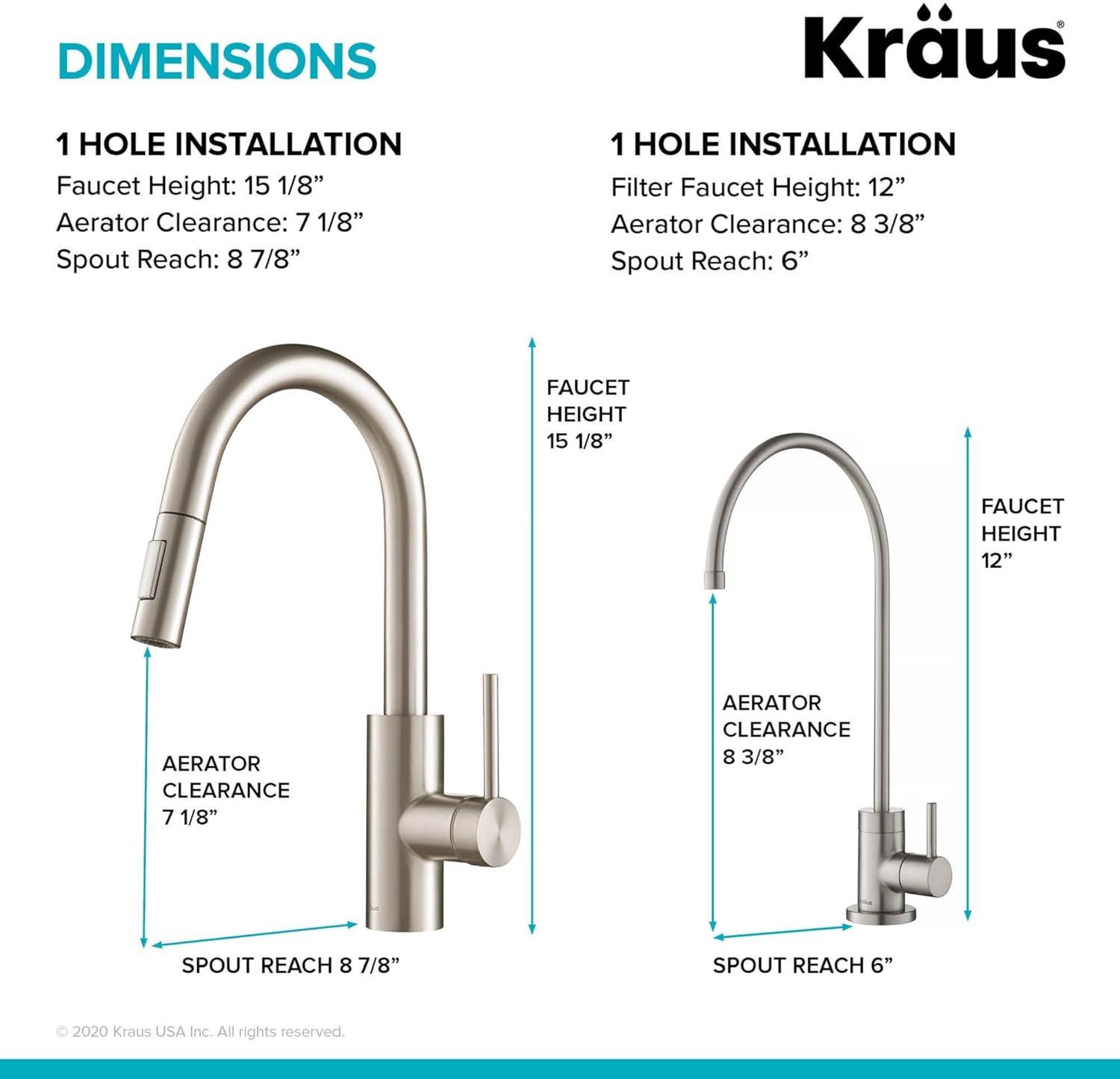 KRAUS Oletto Pull-Down Kitchen Faucet and Purita Water Filter Faucet Combo