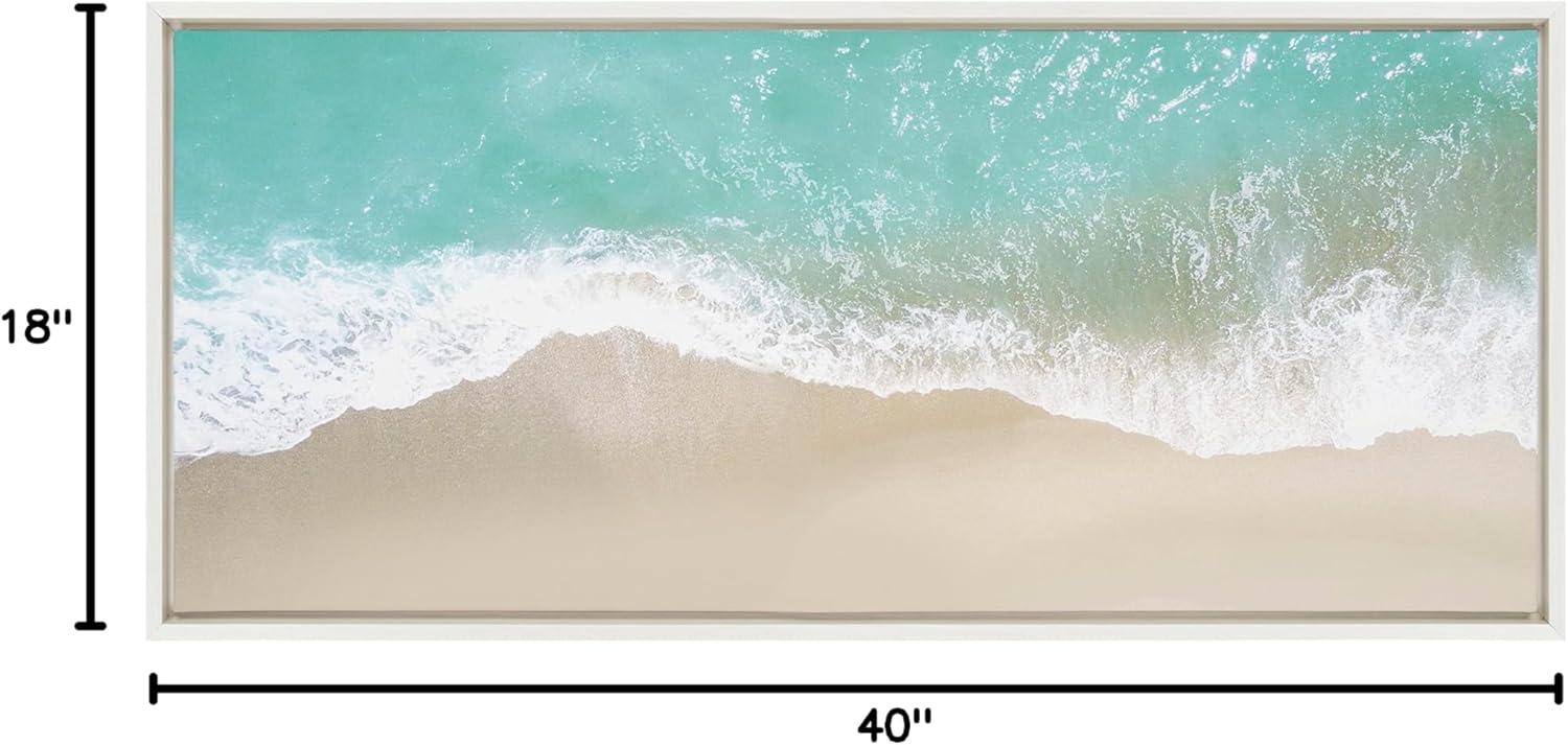 Kate and Laurel Sylvie Ocean Beach Fantasy Framed Canvas by The Creative Bunch Studio, 18x40, White