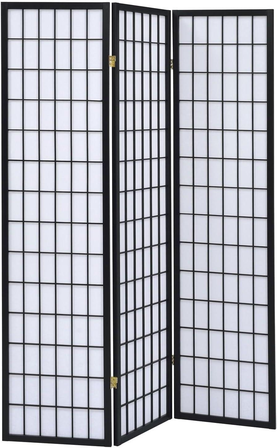 3-Panel Room Divider, Black, 70" x 6" x 50"