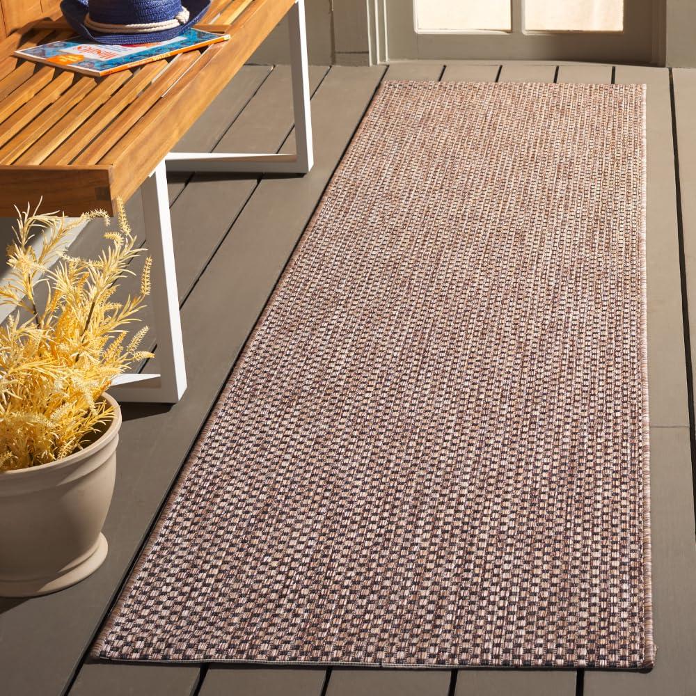 Courtyard CY8521 Power Loomed Indoor/Outdoor Runner Rug - Natural/Black - 2'3"x14' - Safavieh.