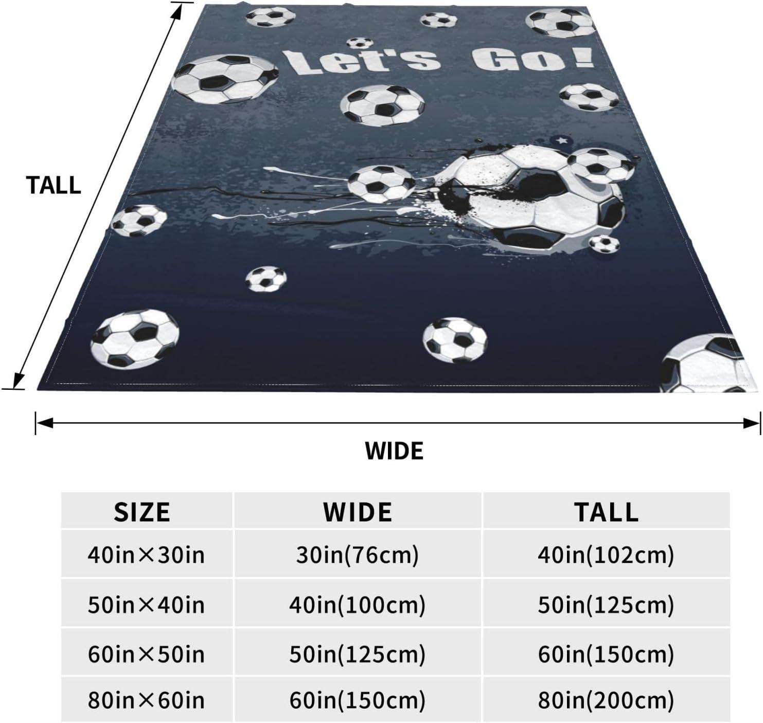 Soccer Blanket Soccer Ball Decor Throw Blanket Football Blanket Gifts for Girls Boys Soccer Lover Winter Bedding Super Warm Soft Plush Lightweight Fleece Flannel Blanket for Kids Men Women 50"X40"