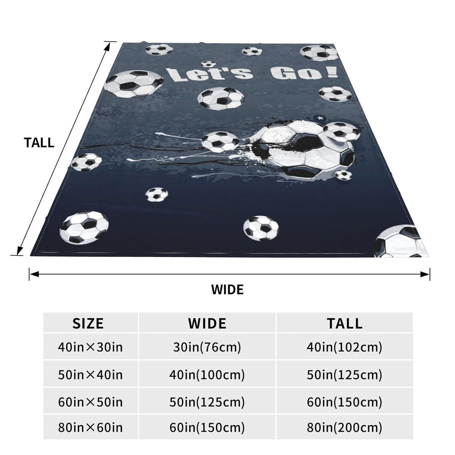 Soccer Blanket Soccer Ball Decor Throw Blanket Football Blanket Gifts for Girls Boys Soccer Lover Winter Bedding Super Warm Soft Plush Lightweight Fleece Flannel Blanket for Kids Men Women 50"X40"