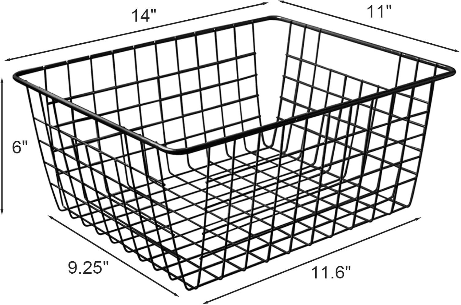 Wire Baskets for Organizing Household 2 Pack Pantry Baskets For Storage Pantry Wire Black Metal Storage Bins