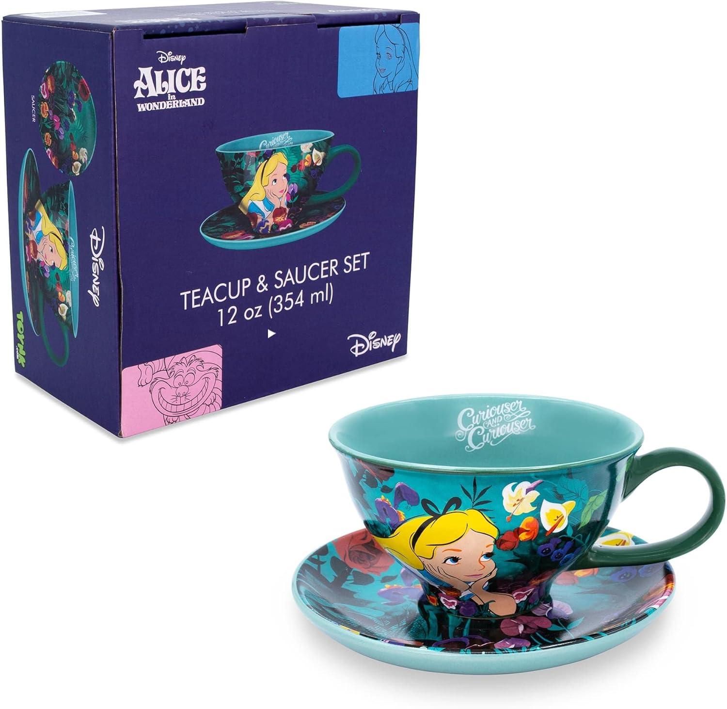 Silver Buffalo Disney Alice In Wonderland Ceramic Teacup and Saucer Set | SDCC 2022 Exclusive