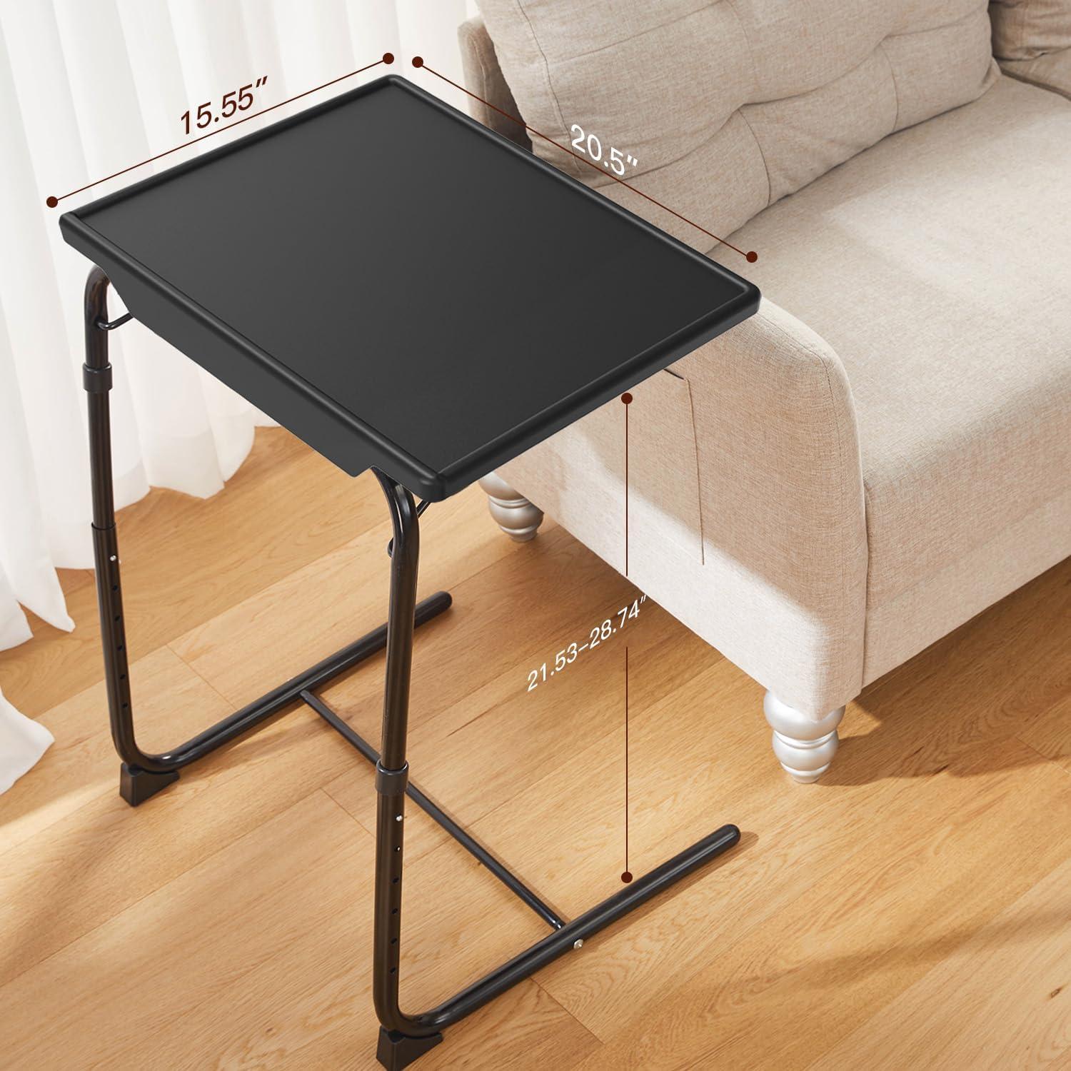 Sleek Modern Black Folding TV Tray Table with Adjustable Height