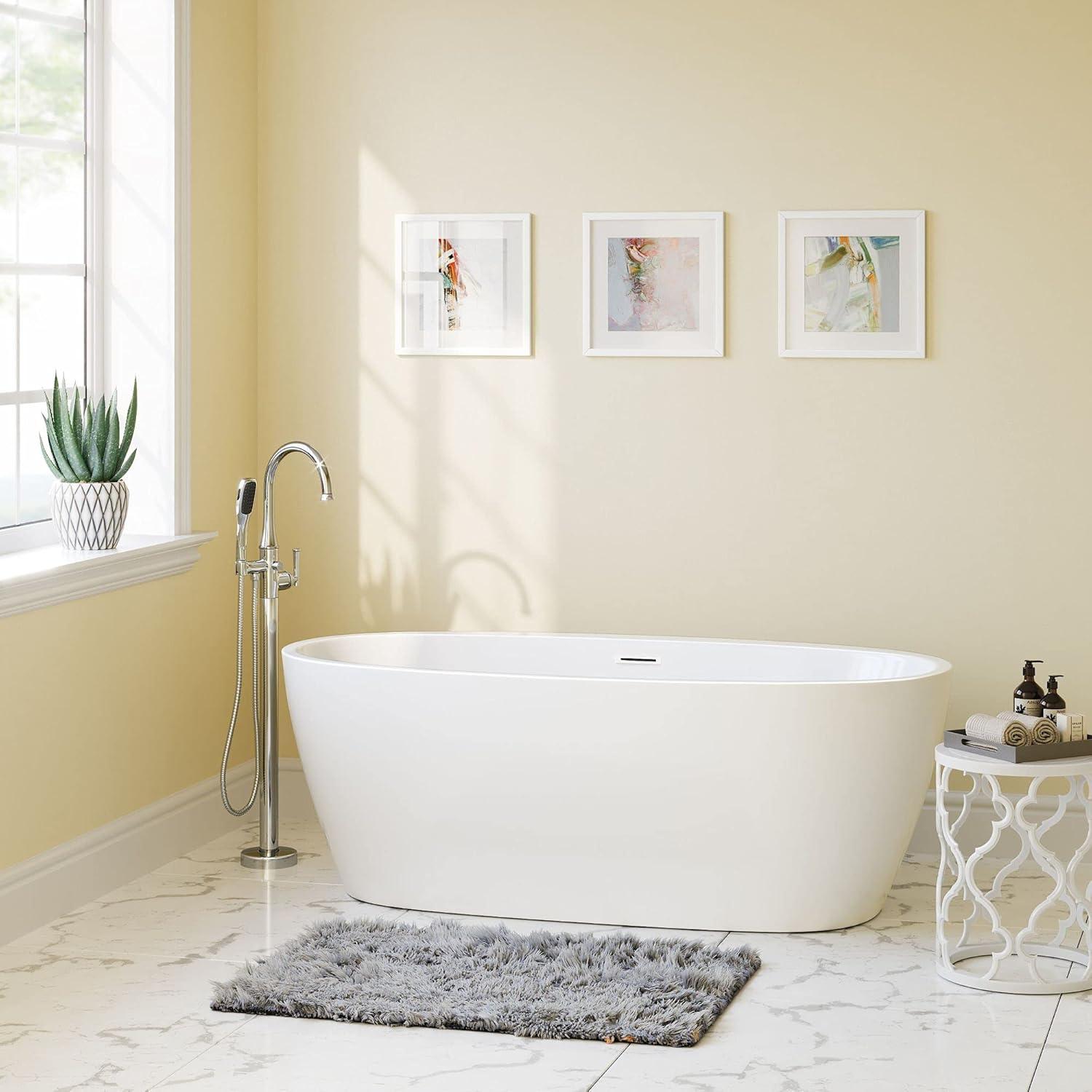 67'' White Freestanding Acrylic Soaking Bathtub