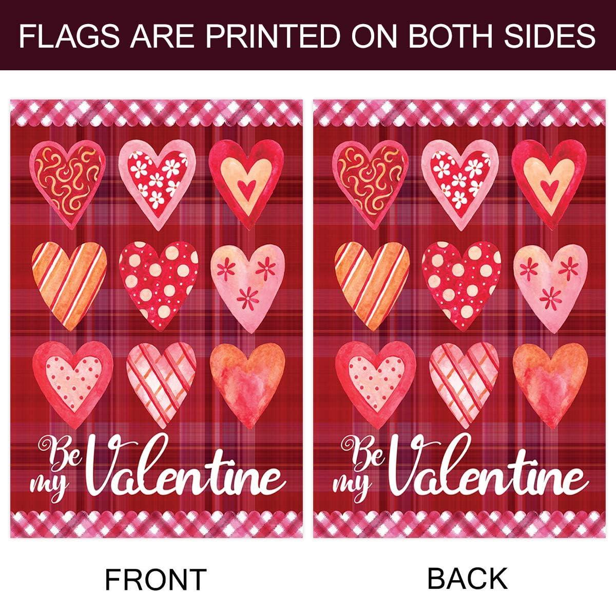 Northlight Be My Valentine Plaid and Heart Outdoor House Flag 28" x 40"