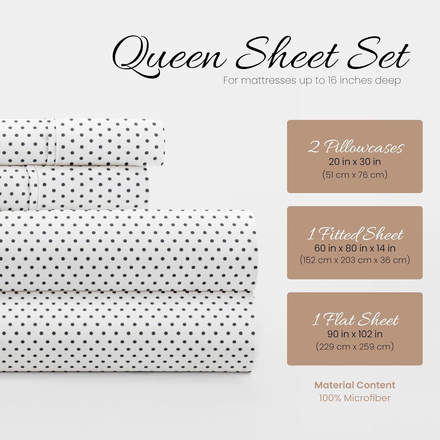 Linen Market Double-Brushed Patterned Microfiber Queen Sheet Set 4 Piece – Oeko-TEX Certified Ultra Soft & Wrinkle-Free - 16" Deep Pocket Sheets - Easy Care Queen Size - Stippled Gray