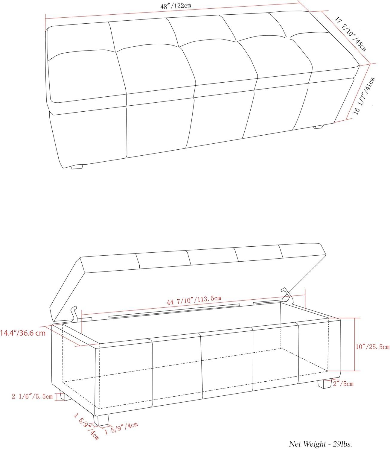 Simpli Home Castleford Large Storage Ottoman Bench