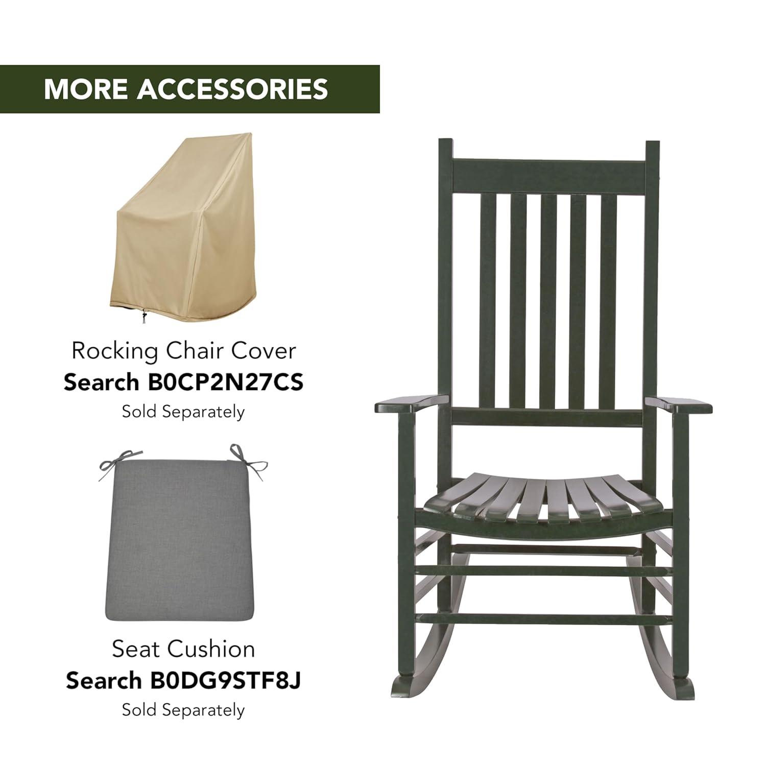 Shine Company Traditional Hardwood Indoor/Outdoor Patio Porch Rocker in Green