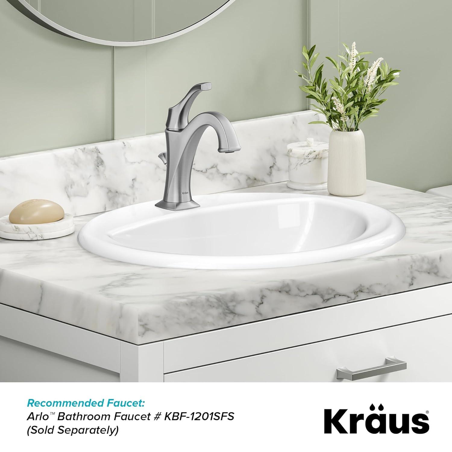 KRAUS Elavo. Rectangular Porcelain Ceramic Undermount Bathroom Sink In White With Overflow Drain, KCU-242