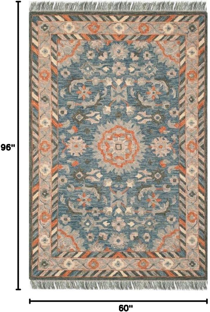 SAFAVIEH Aspen Jayma Oriental Wool Area Rug, Blue/Rust, 5' x 8'