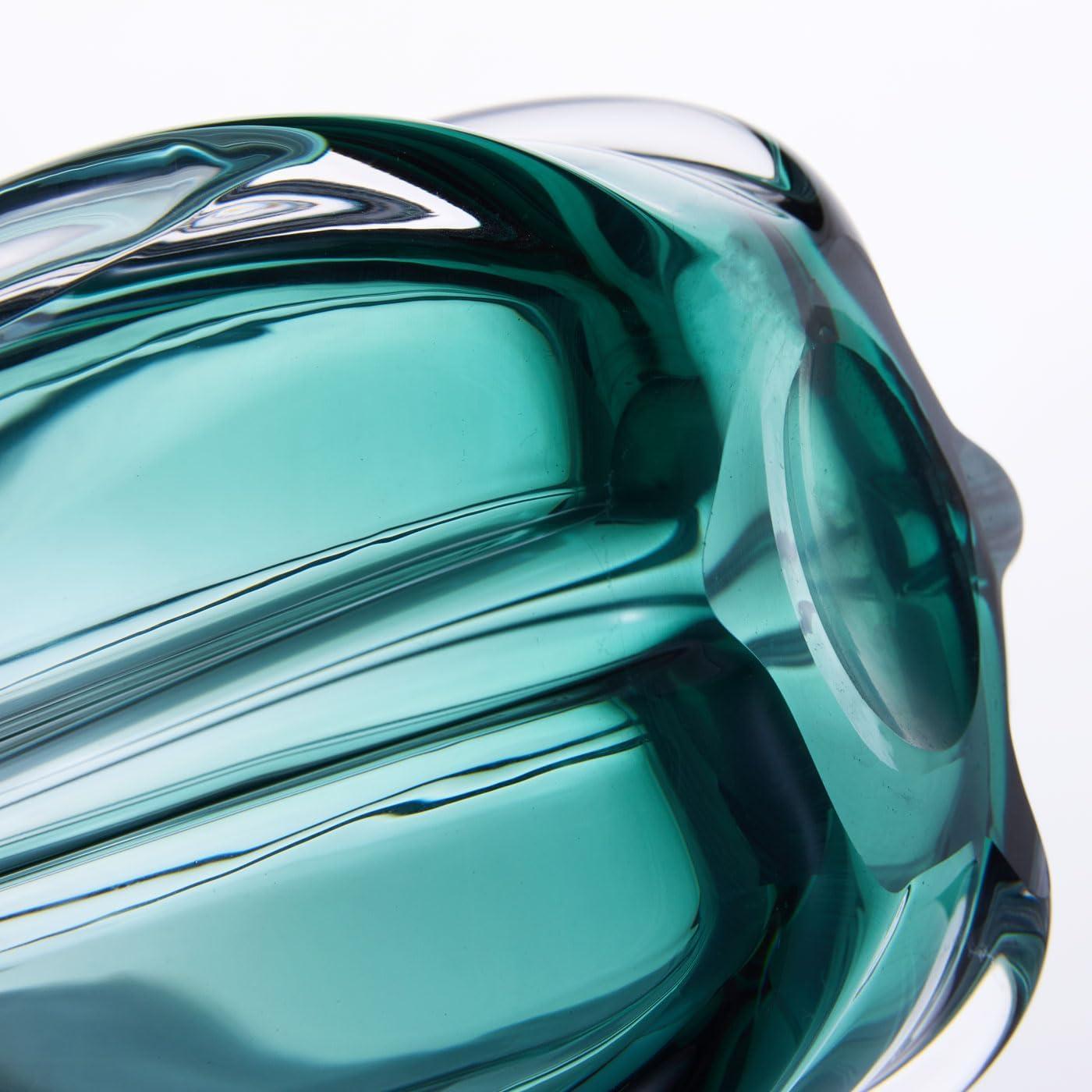 Luxury Lane Hand Blown Laine Art Glass Vase Forest Green Ombre 12.5"H