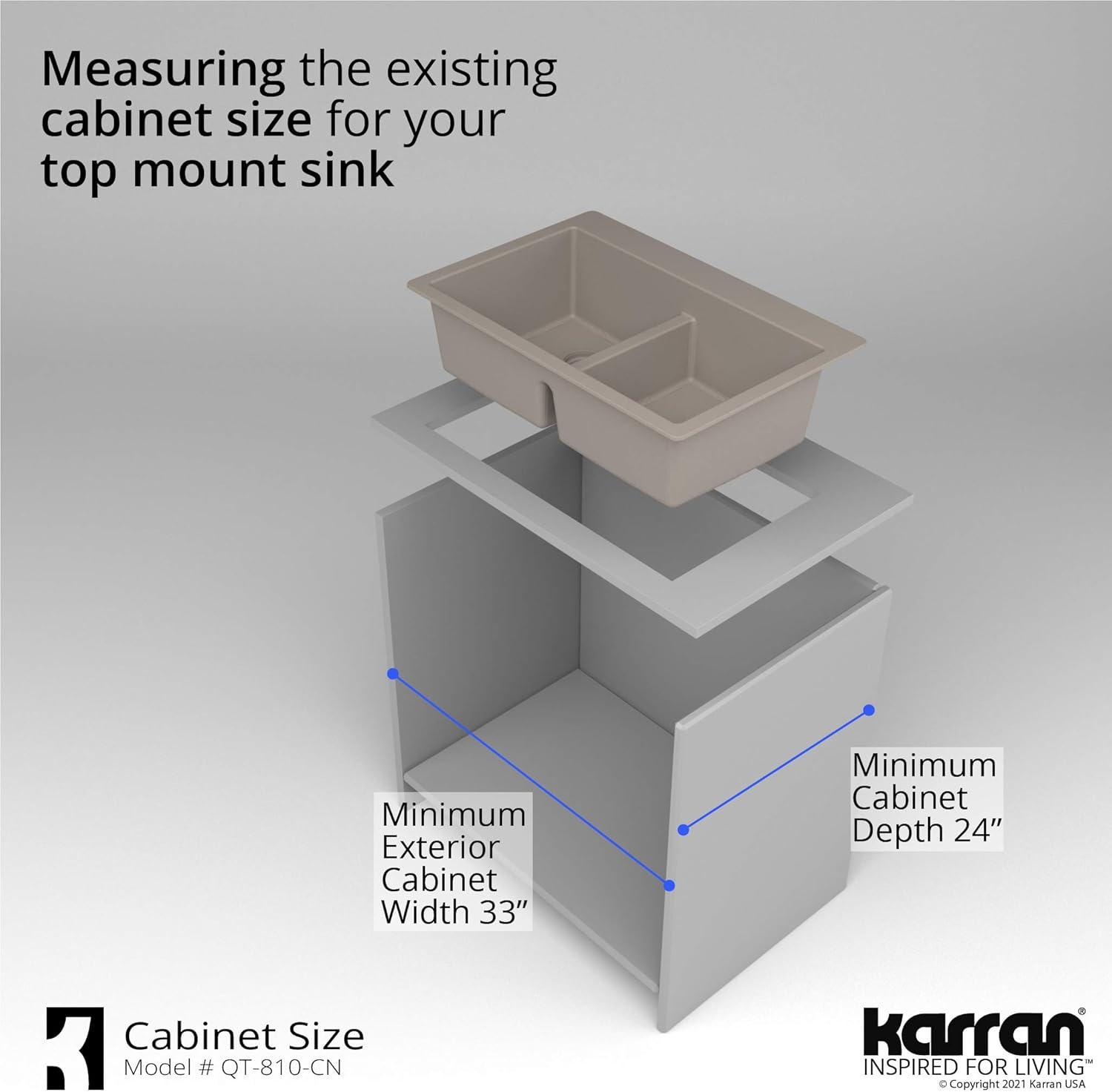 Karran Quartz 33'' X 22'' 50/50 Double Bowl Composite Drop-in Kitchen Sink