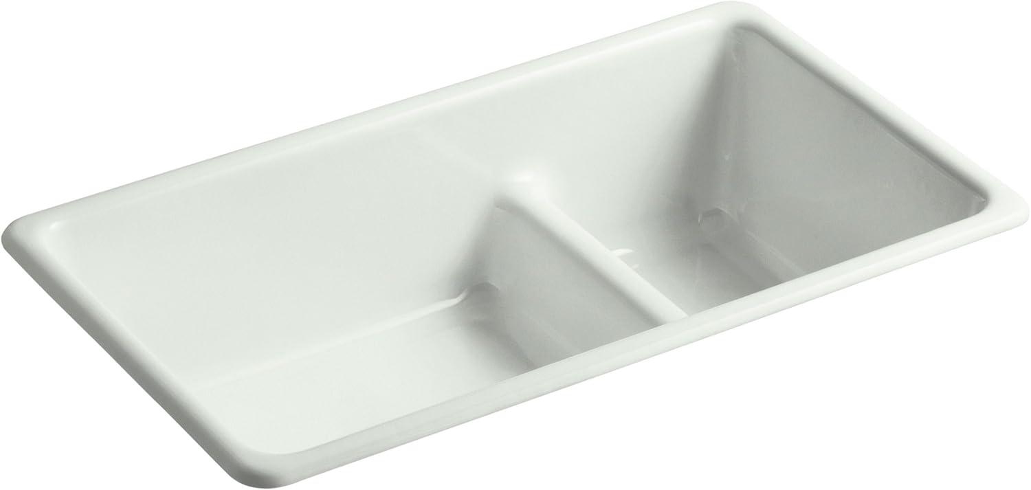 Sea Salt Cast Iron Double-Bowl Drop-In Kitchen Sink