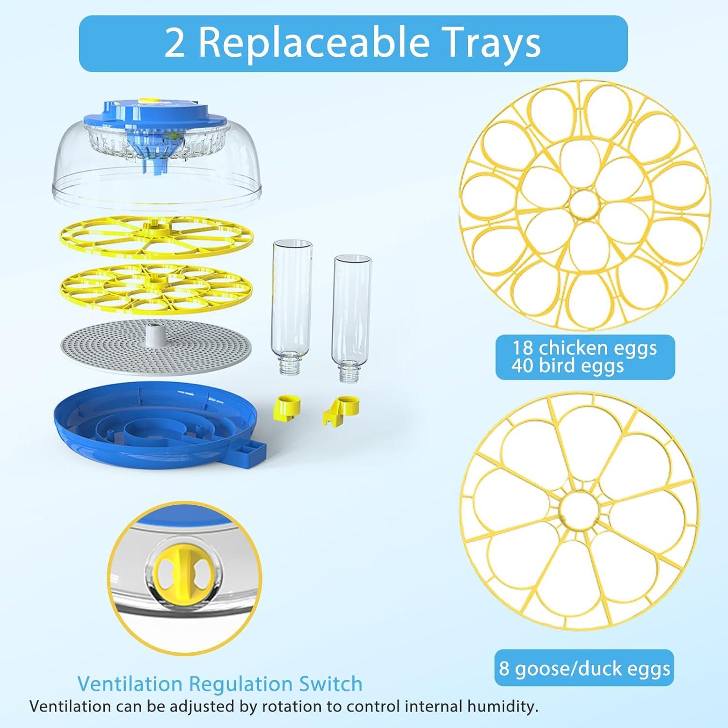 18 Egg Incubators for Hatching Eggs,Egg Incubator with Precise Humidity & Temperature Control,Incubators for Auto Egg Turning,Auto Water Add,Egg Candler,Applicable to Chicken,Goose,Duck,Quail
