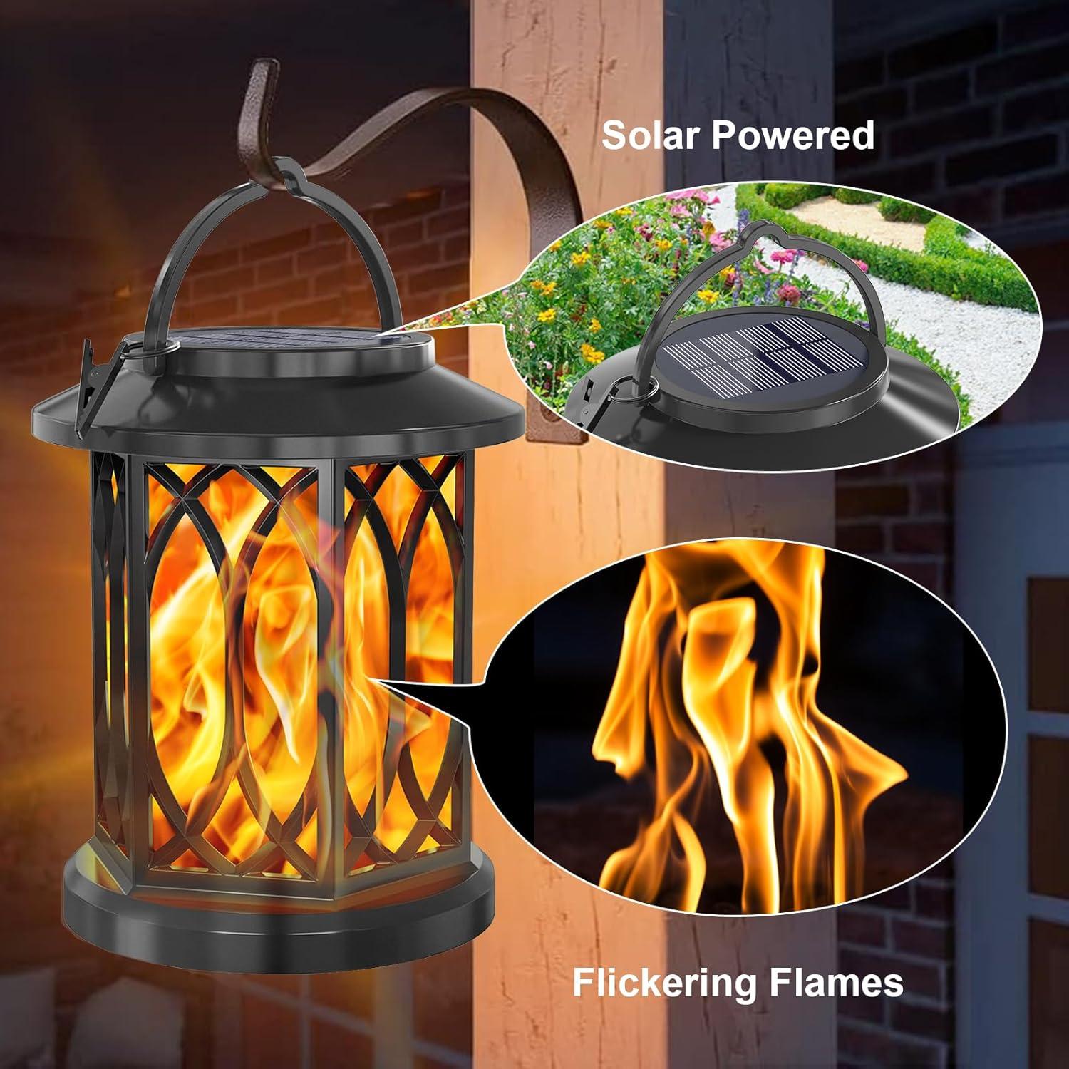 KOOPER Solar Lantern Outdoor Lights, Upgraded Flickering Candle Solar Lanterns Lights Outdoor Waterproof, Hanging Outdoor Solar Lanterns Lights, Solar Powered Lanterns For Yard Garden Decor (Set of 2)