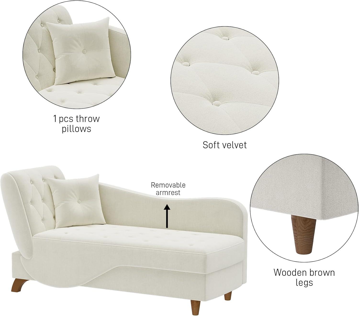 Mercer41 Acotas Velvet Upholstered Chaise Lounge with Storage