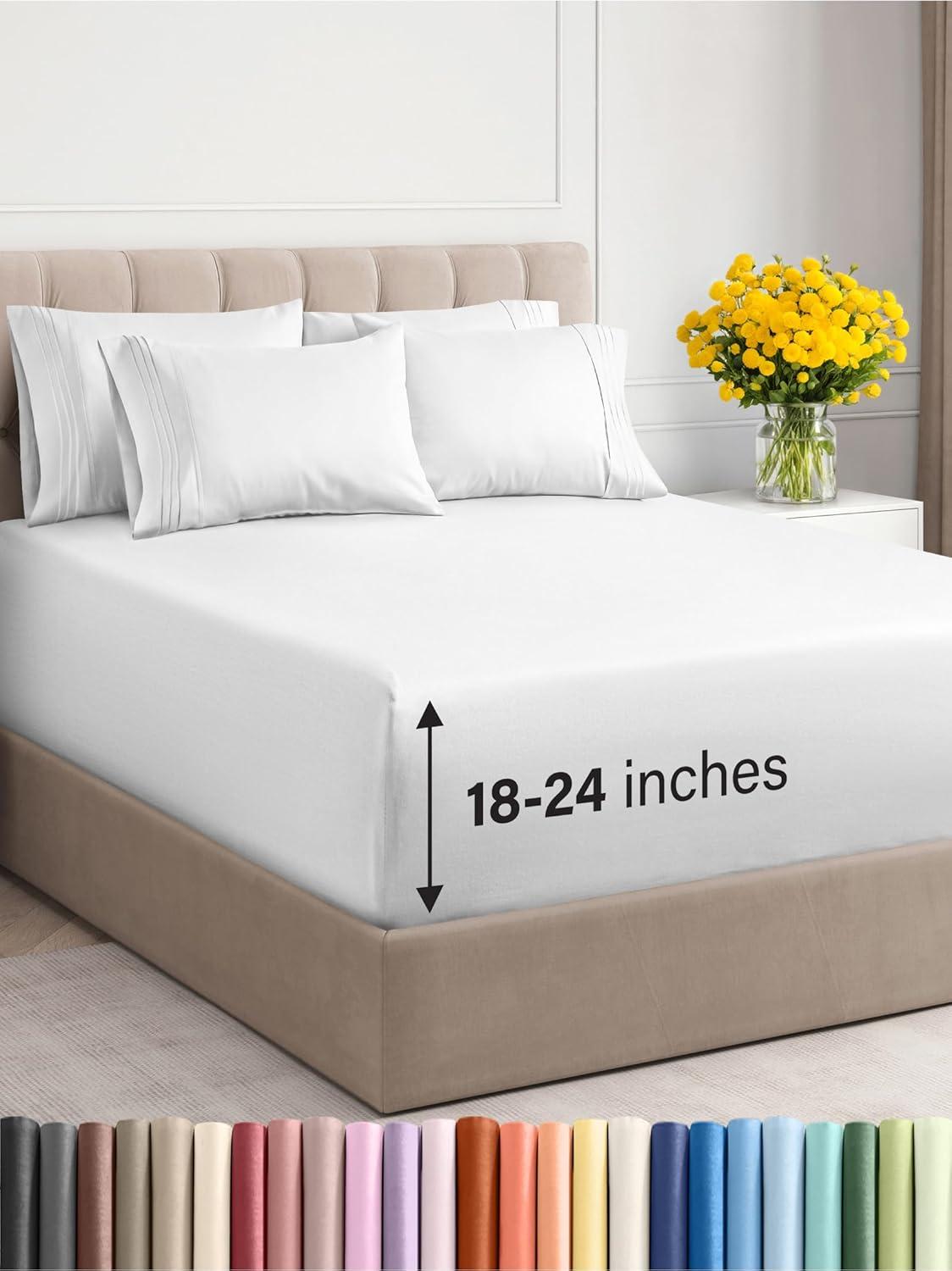 CGK Linens 6 Piece Extra Deep Pocket Ultra Soft & Cooling Sheet Set