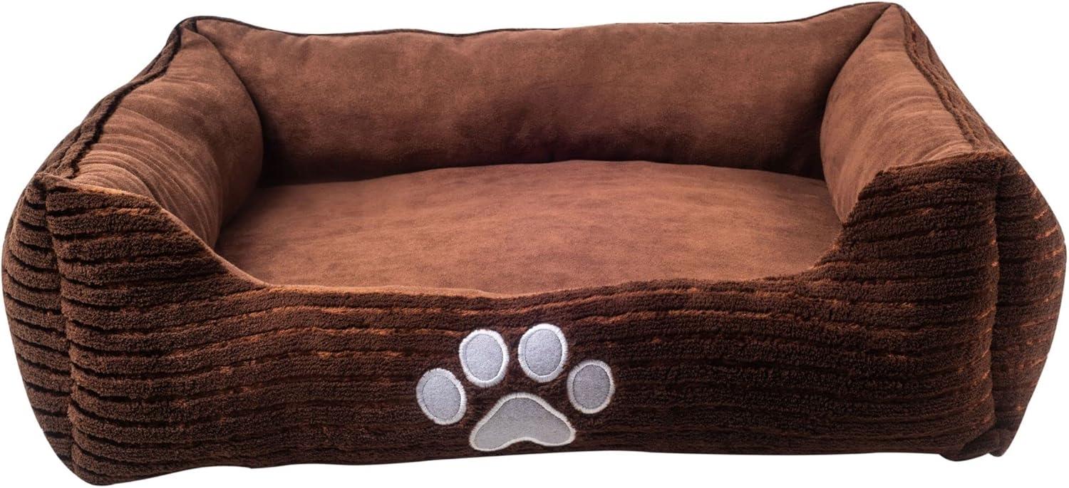 Long Rich Reversible Rectangle Pet Bed Dog Bed with Dog Paw Embroidery,Medium size, by Happycare Textiles