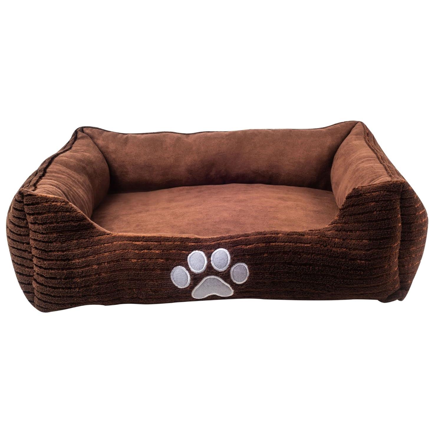 Long Rich Reversible Rectangle Pet Bed Dog Bed with Dog Paw Embroidery,Medium size, by Happycare Textiles
