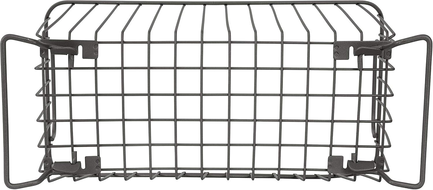 Ashley Small Industrial Gray Stackable Wire Basket with Handles