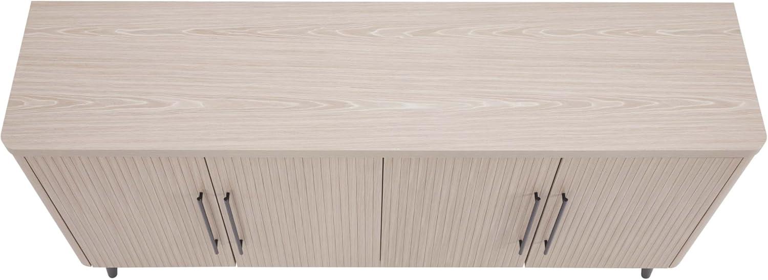 Manhattan Comfort Jodie 65" Mid-Century Modern Sideboard with 8 Adjustable Shelves in Whitewashed Oak