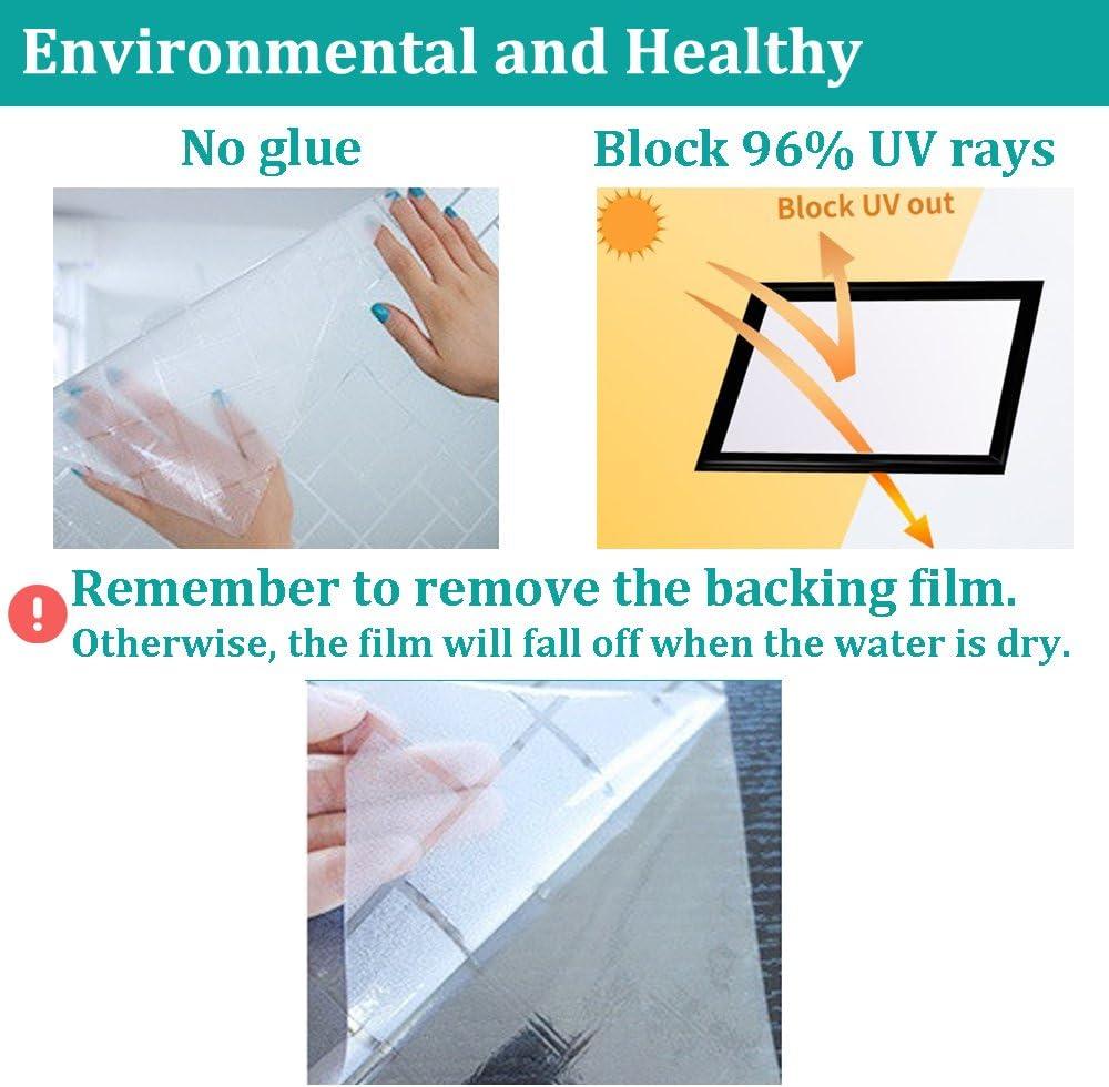 No Glue Privacy Window Film, Frosted Window Tint Stained Glass Static Cling Window Decor/Privacy Protection/Heat Control/Anti UV for Home/Office, 35.5x78.5 inch