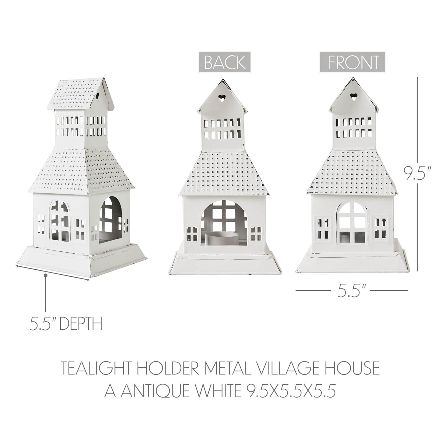 VHC Brands Festive Finds Tealight Holder Metal Village House A 9.5x5.5x5.5