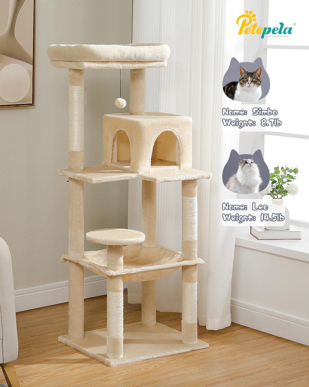 Latitude Run® Indoor Multi-Level Tall Cat Tower With Large Hammock, Scratching Posts, Cozy Condo And Top Perch