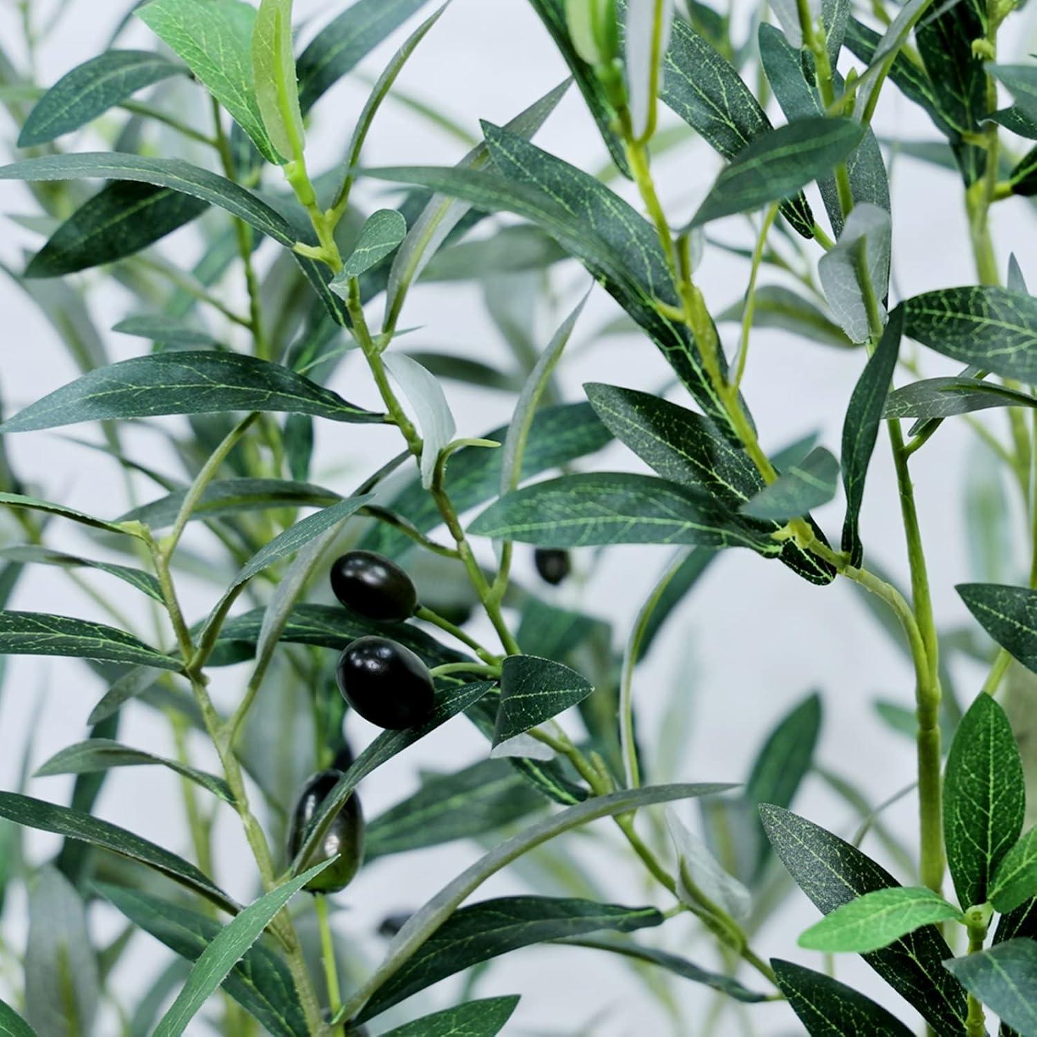 AnTing Artificial Olive Tree 6FT Faux Olive Branches and Fruits with Pot for Home Decor Indoor Gift