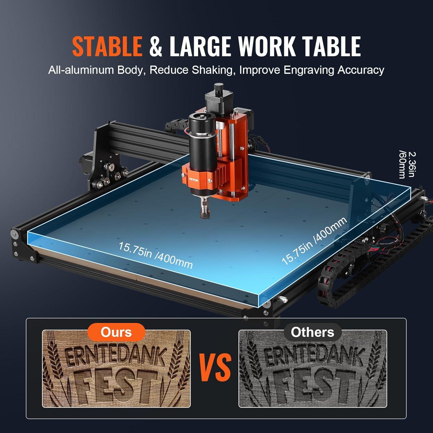 VEVOR CNC Router Machine, 300W, 3 Axis GRBL Control Wood Engraving Carving