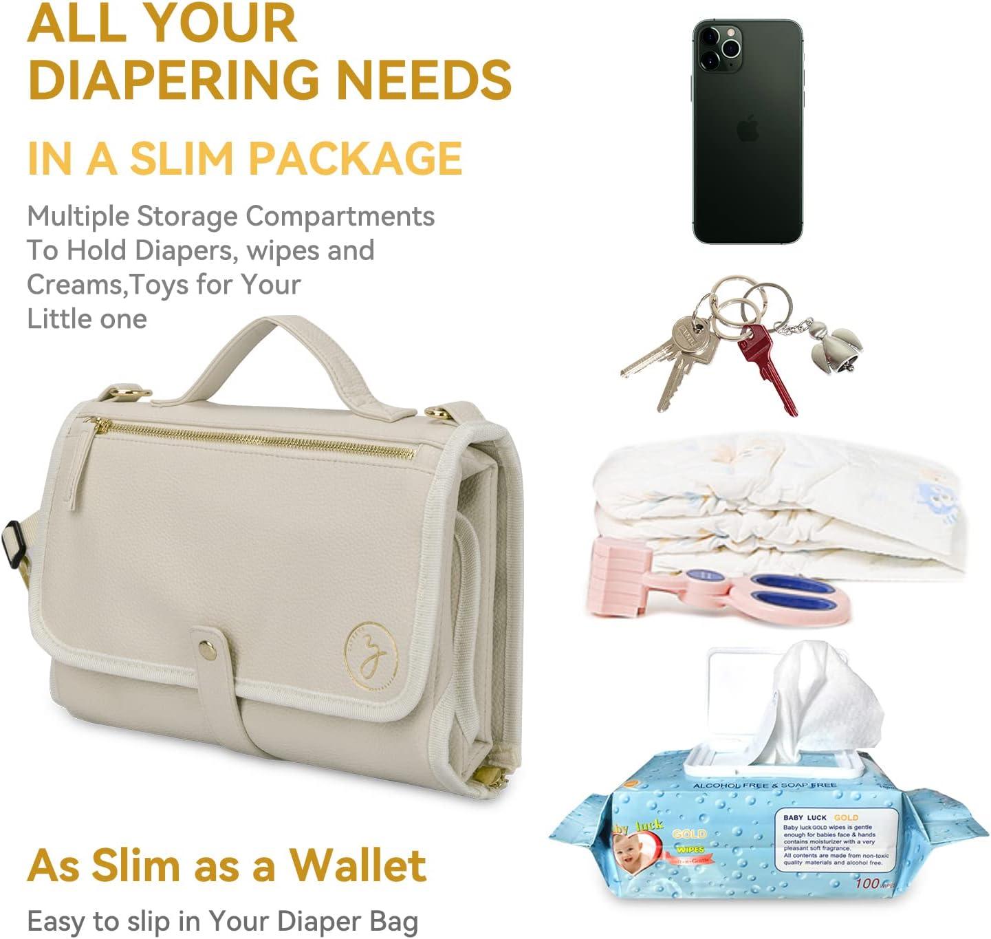 Portable Diaper Changing Pad. Portable Changing Pad for Diaper Bag. Travel Changing Pad. Newborn Essentials, Newborn Girls and Boys, Cream, 750 Count