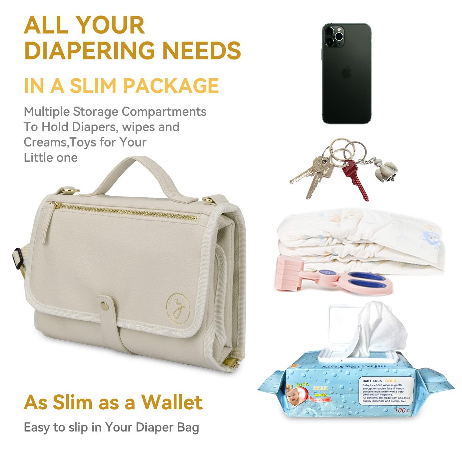 Portable Diaper Changing Pad. Portable Changing Pad for Diaper Bag. Travel Changing Pad. Newborn Essentials, Newborn Girls and Boys, Cream, 750 Count