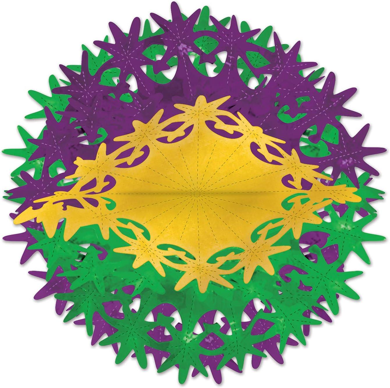 Star Ball 12" Gold, Green, Purple - 12 Pack (1 Per Package)