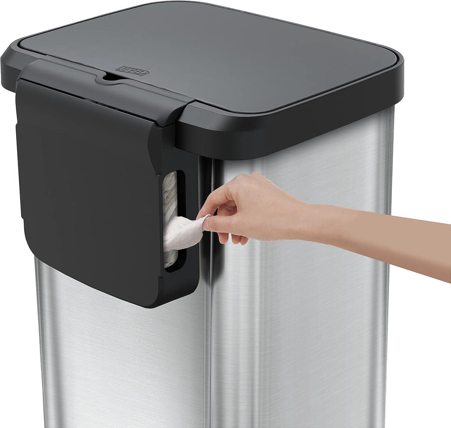 Stainless Steel 13-Gallon Kitchen Step Trash Can with Soft Close Lid